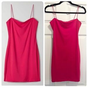 Aritzia Ten By Babaton Illume Stretch Mini Dress Jazzy Red Fushia Size Small